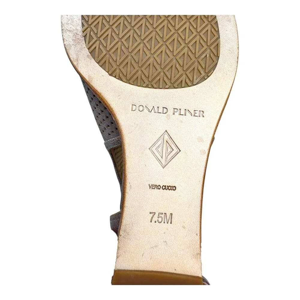 Donald‎ Pliner Lottie Bronze Perforated Open Toe Wedge Heel
